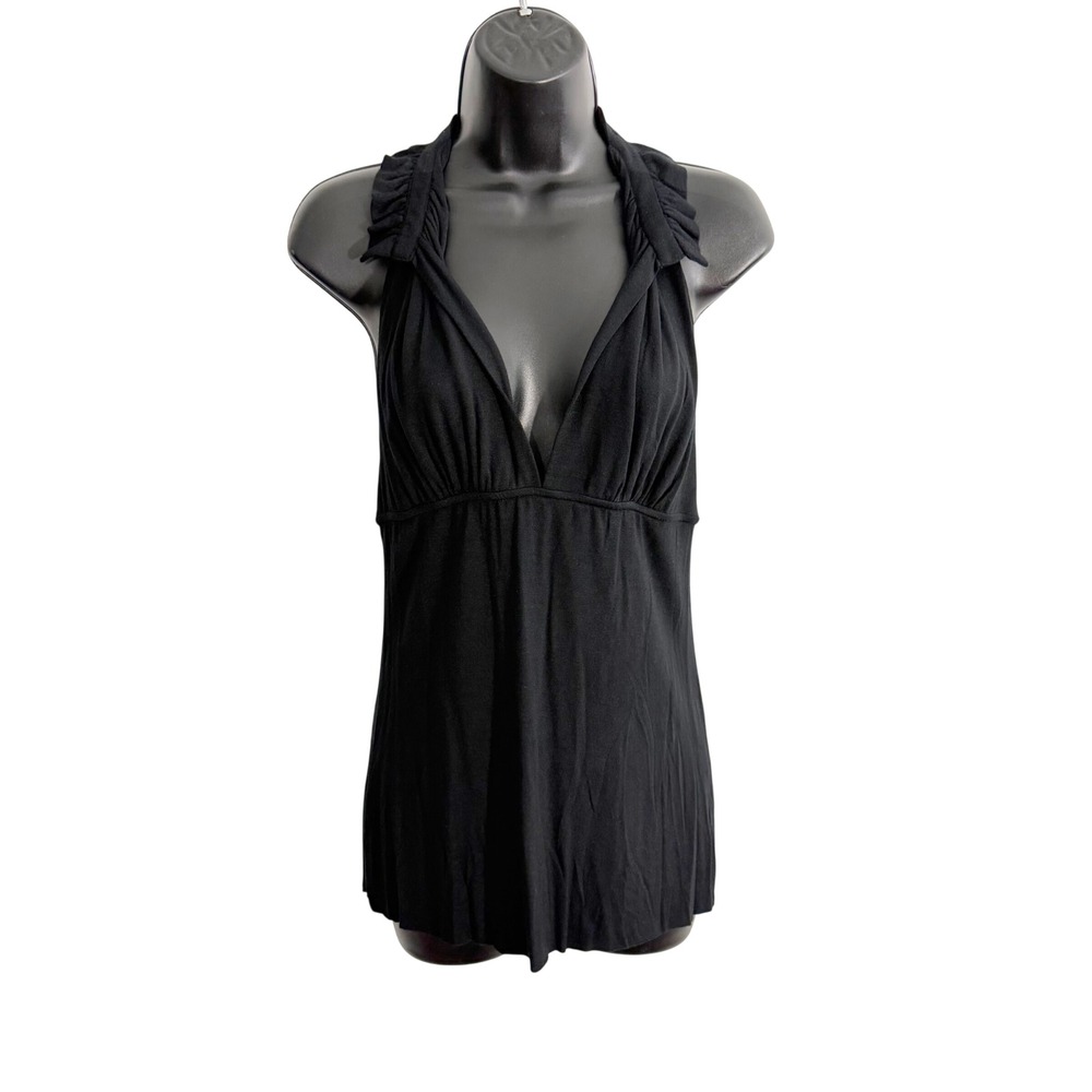 Rachel Pally Ruffle Halter Tank Top Black Small Party Going Out Festival Glam